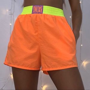 Vintage 80s/90s Workout Neon Orange Nylon Shorts